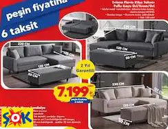 EVİANA FLAVİA KÖŞE TAKIMI PUFLU KOYU GRİ/KREM/GRİ